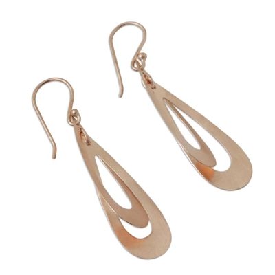 Alternate image for Handcrafted Contemporary Rose Gold Plated Thai Earrings Tears Entwined