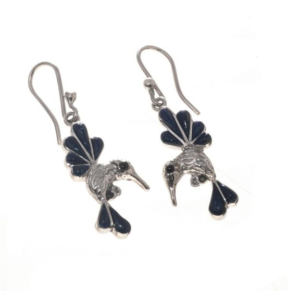 Alternate image for Lapis Lazuli and Onyx Hummingbird Dangle Earrings from Peru Azure Hummingbirds