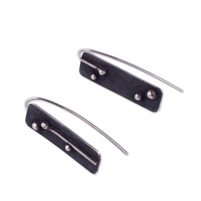 Alternate image for Oxidized Sterling Silver Drop Earrings from Peru Silver Secrets