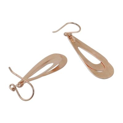 Alternate image for Handcrafted Contemporary Rose Gold Plated Thai Earrings Tears Entwined