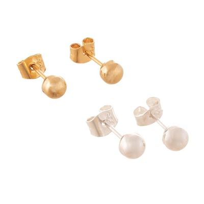 Alternate image for Sterling Silver and 18K Gold Plated Stud Earrings 2 Pairs Heavenly Lights