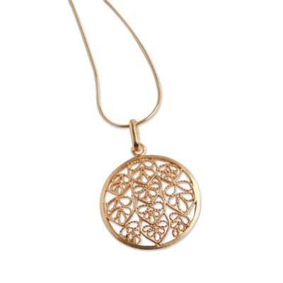 Alternate image for Filigree Gold Plated Sterling Silver Pendant Necklace Natural Energy