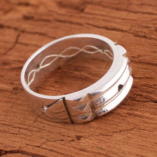 Alternate image for Artisan Crafted Sterling Silver Atlantis Band Ring from Peru Atlantis Power