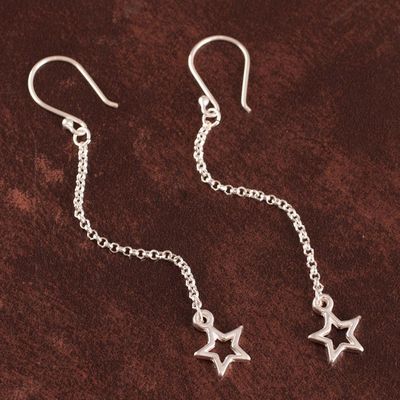 Alternate image for Sterling Silver Star Dangle Earrings from Bali Star Space
