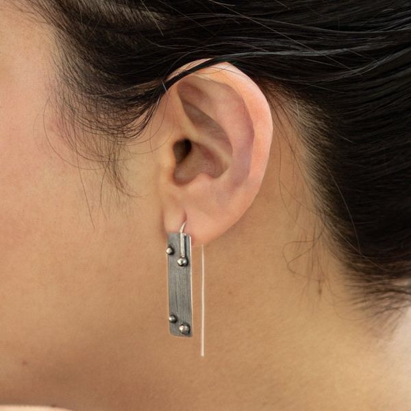 Alternate image for Oxidized Sterling Silver Drop Earrings from Peru Silver Secrets