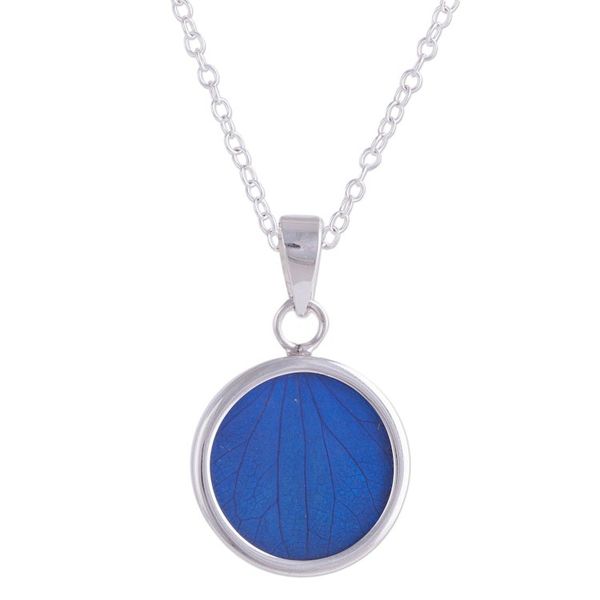 Alternate image for Sterling Silver and Natural Leaf Necklace in Blue from Peru Blue Eden