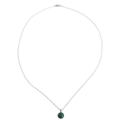 Alternate image for Andean Chrysocolla and Sterling Silver Pendant Necklace Blue Green World