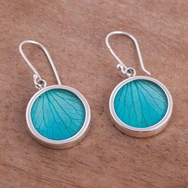Alternate image for Sterling Silver and Natural Leaf Dangle Earrings from Peru Atlantis Leaves