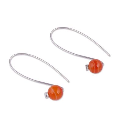 Alternate image for Orange Agate and Sterling Silver Drop Earrings from Peru Spheres of Splendor