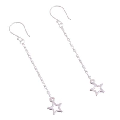 Alternate image for Sterling Silver Star Dangle Earrings from Bali Star Space