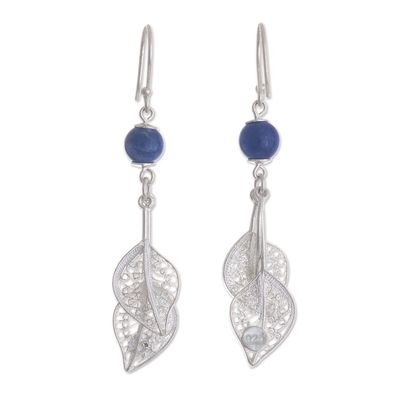 Alternate image for Leaf Motif Sodalite Dangle Earrings Tropical Cascade
