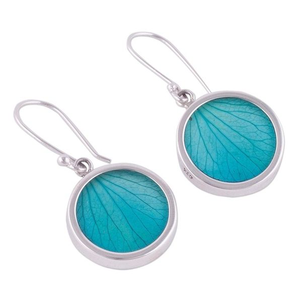 Alternate image for Sterling Silver and Natural Leaf Dangle Earrings from Peru Atlantis Leaves