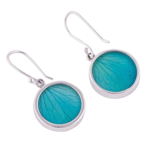 Alternate image for Sterling Silver and Natural Leaf Dangle Earrings from Peru Atlantis Leaves