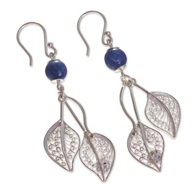 Alternate image for Leaf Motif Sodalite Dangle Earrings Tropical Cascade