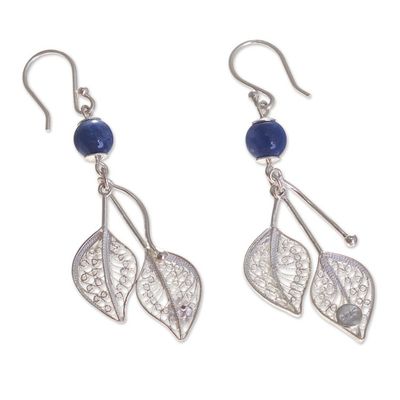 Alternate image for Leaf Motif Sodalite Dangle Earrings Tropical Cascade