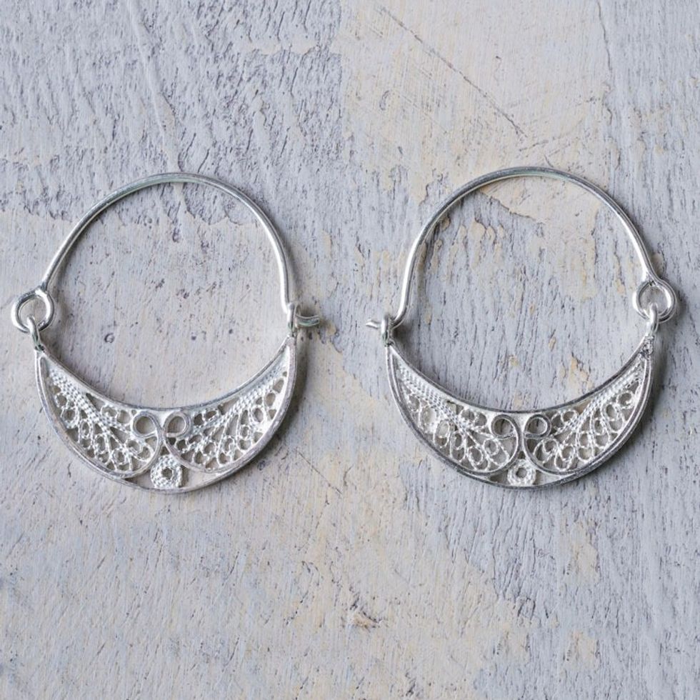 Collectible Sterling Silver Filigree Earrings 'Fiesta'