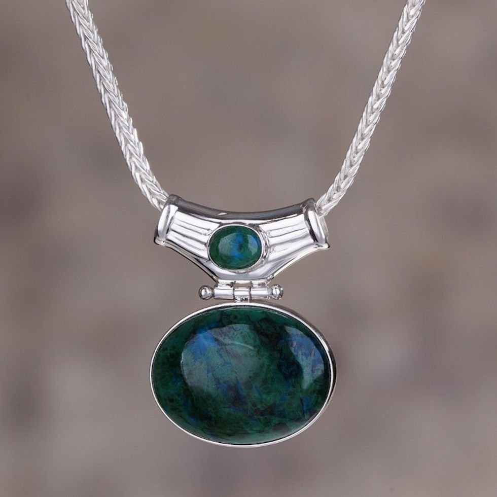 Chrysocolla pendant necklace 'Amazon Wisdom'