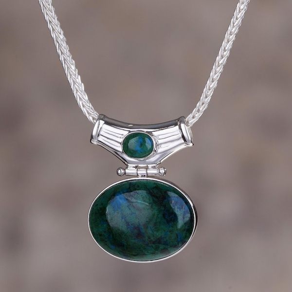 Alternate image for Chrysocolla pendant necklace Amazon Wisdom