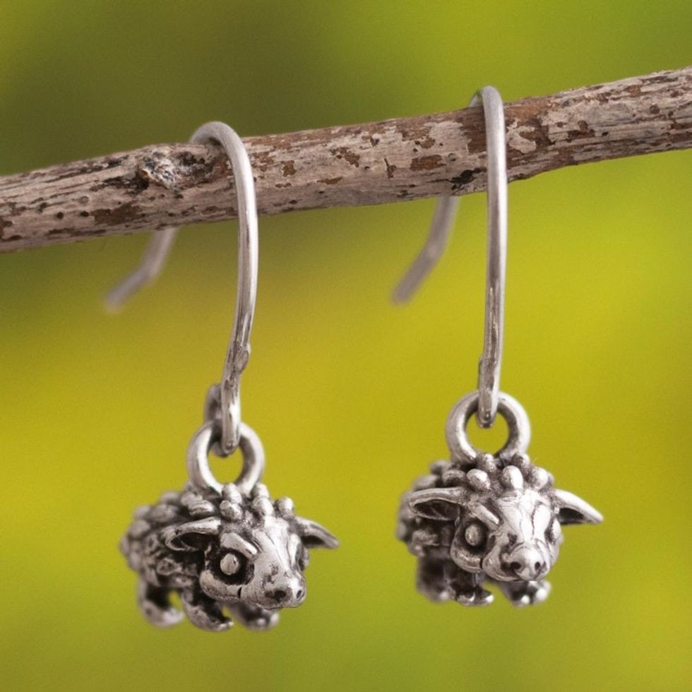 Artisan Crafted Porcupine Earrings 'Petite Porcupine'