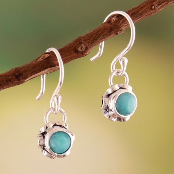 Alternate image for Floral Sterling Silver Dangle Earrings with Green Amazonite Frugal Blossom