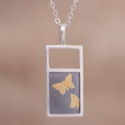 Alternate image for Gold Accent Sterling Silver Butterfly Necklace from Peru Golden Butterflies