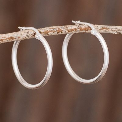Alternate image for High-Polish 925 Sterling Silver Hoop Earrings from Peru Eternal Gleam