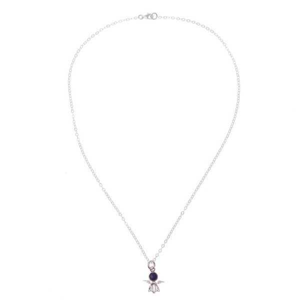 Alternate image for Sodalite Angel Filigree Pendant Necklace from Peru Midnight Angel