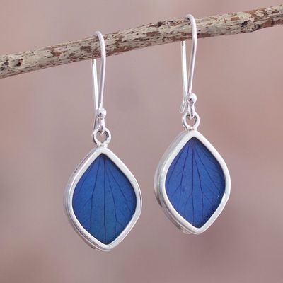 Alternate image for Blue Hydrangea Leaf Earrings Natures Gem in Blue