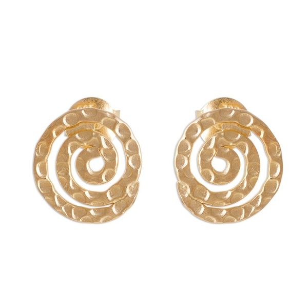 Alternate image for Handmade Gold Plated Sterling Silver Button Earrings Andean Cosmos