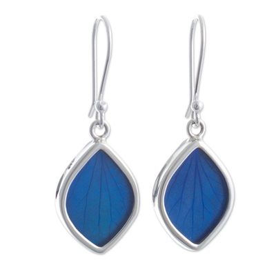 Alternate image for Blue Hydrangea Leaf Earrings Natures Gem in Blue