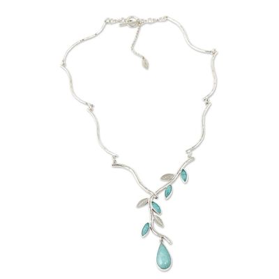 Alternate image for Amazonite on Sterling Silver Necklace Peruvian Jewelry Blue Dew