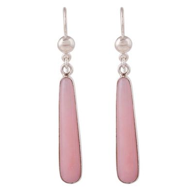 Alternate image for Andean Silver Handcrafted Earrings with Natural Pink Opal Beacons of Light