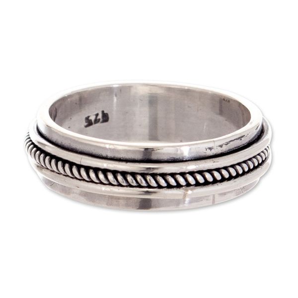 Alternate image for Handmade Sterling Silver Meditation Spinner Ring from Peru Take a Breath