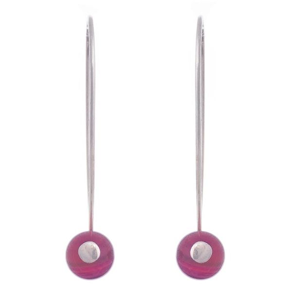 Alternate image for Maroon Agate Drop Earrings Crafted in Peru Spheres of Splendor in Maroon