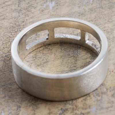 Alternate image for Sterling Silver Openwork Band Ring 925 Jewelry from Peru Long Windows