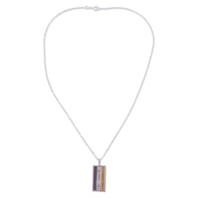 Alternate image for Rectangular Gold Accent Silver Pendant Necklace from Peru Window of Light