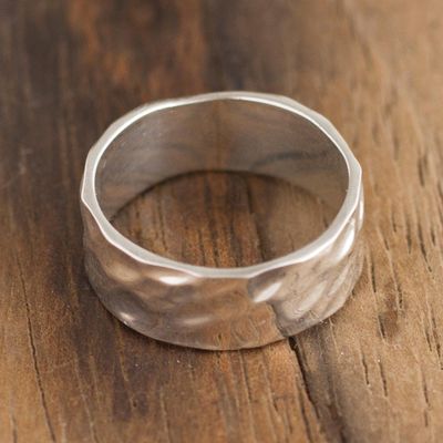 Alternate image for Unisex Sterling Silver Band Ring Terrain