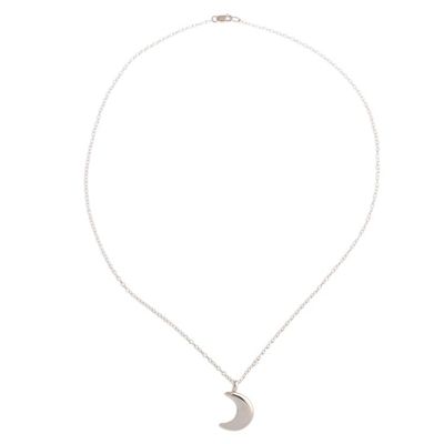 Alternate image for Classic Crescent Moon Pendant and Chain in Sterling Silver Midnight Moonlight