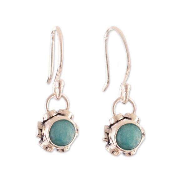 Alternate image for Floral Sterling Silver Dangle Earrings with Green Amazonite Frugal Blossom