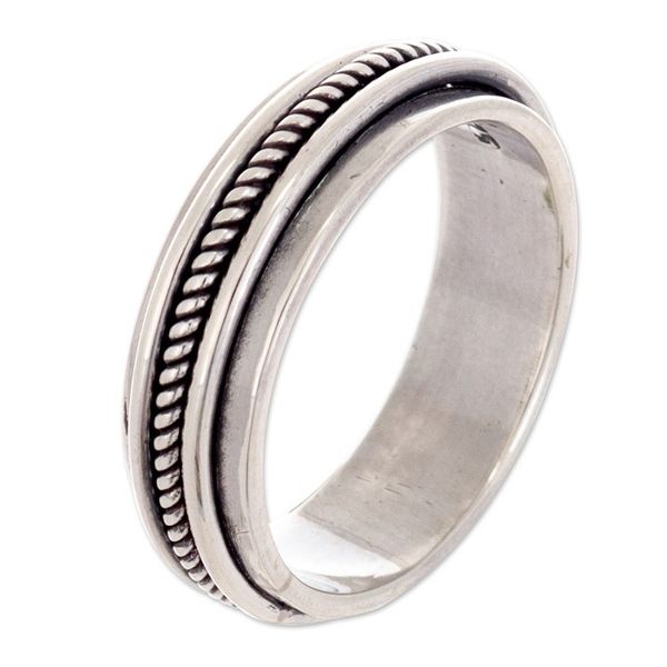 Alternate image for Handmade Sterling Silver Meditation Spinner Ring from Peru Take a Breath