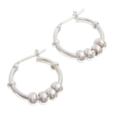 Alternate image for Sterling Silver Hoop Earrings with Sliding Rings from Peru Swing and Sway