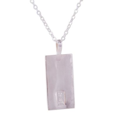 Alternate image for Rectangular Gold Accent Silver Pendant Necklace from Peru Window of Light