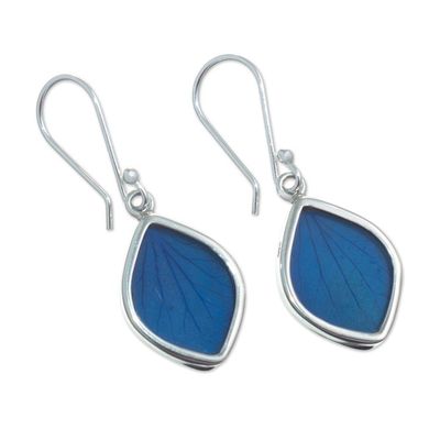 Alternate image for Blue Hydrangea Leaf Earrings Natures Gem in Blue
