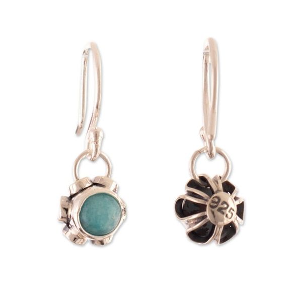 Alternate image for Floral Sterling Silver Dangle Earrings with Green Amazonite Frugal Blossom