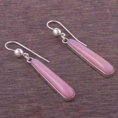 Alternate image for Andean Silver Handcrafted Earrings with Natural Pink Opal Beacons of Light