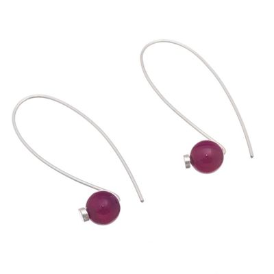 Alternate image for Maroon Agate Drop Earrings Crafted in Peru Spheres of Splendor in Maroon