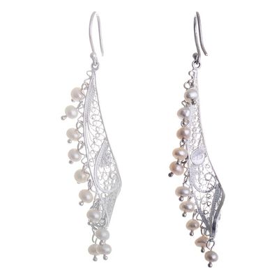 Alternate image for Filigree Earrings with Cultured Pearls Gocta Falls