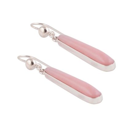 Alternate image for Andean Silver Handcrafted Earrings with Natural Pink Opal Beacons of Light