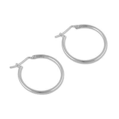 Alternate image for High-Polish 925 Sterling Silver Hoop Earrings from Peru Eternal Gleam