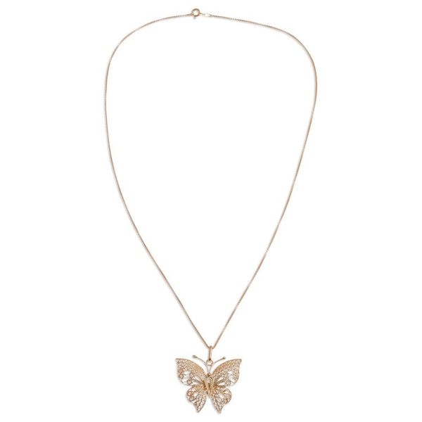 Alternate image for Gold Plated Sterling Silver Filigree Butterfly Necklace Majestic Flight